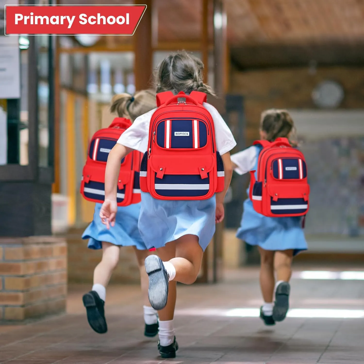 HOPYOCK-School Bags for Boys and Girls,Multi-Pocket Unisex Elementary School Backpack with Reflective Design,Kids Backpacks Fit for 4-12 Years Old