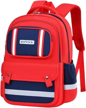 HOPYOCK-School Bags for Boys and Girls,Multi-Pocket Unisex Elementary School Backpack with Reflective Design,Kids Backpacks Fit for 4-12 Years Old