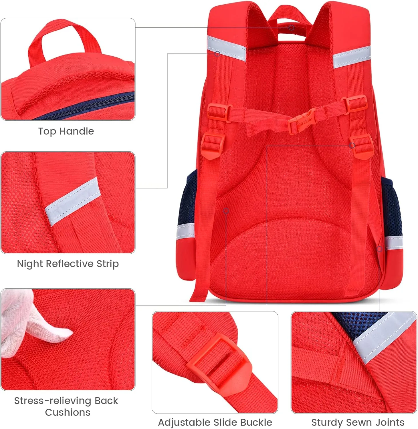HOPYOCK-School Bags for Boys and Girls,Multi-Pocket Unisex Elementary School Backpack with Reflective Design,Kids Backpacks Fit for 4-12 Years Old