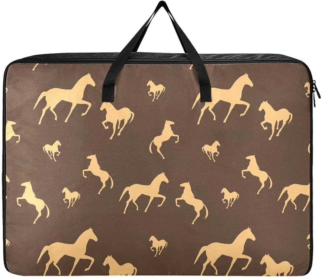 Horses Storage Bags, 27.5x19.7x11 In, Garment Storage Organizer Travel Cargo Duffel Bags Collapsible Storage Totes for Storing, Camping, Packing and Moving Supplies