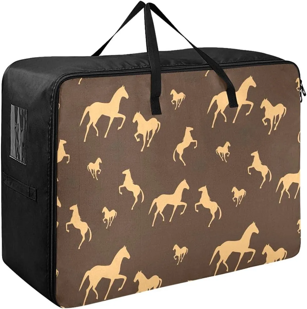Horses Storage Bags, 27.5x19.7x11 In, Garment Storage Organizer Travel Cargo Duffel Bags Collapsible Storage Totes for Storing, Camping, Packing and Moving Supplies
