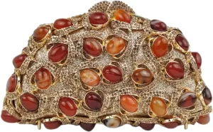 HUANG ZHUANG Luxury Crystal Clutch Women Amber Agate Stones Purses Handbag Glitter Rhinestone Evening Bag for Party Prom