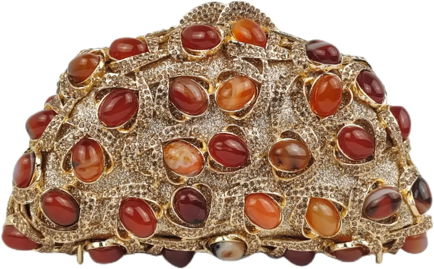 HUANG ZHUANG Luxury Crystal Clutch Women Amber Agate Stones Purses Handbag Glitter Rhinestone Evening Bag for Party Prom