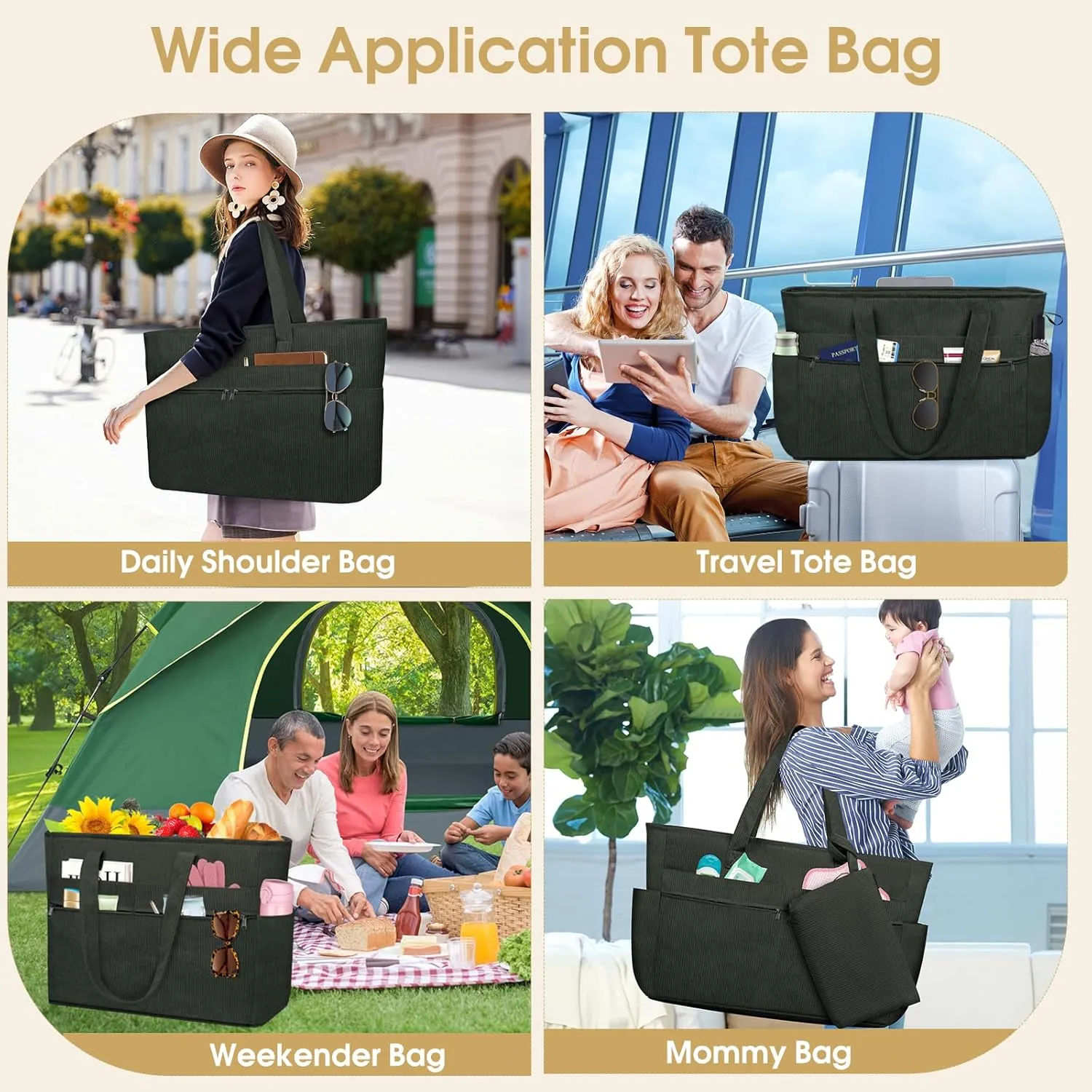 HUANLANG Extra Large Beach Bag Waterproof Beach Totes Bags for Women Men,Pool Bag with Zipper Wet Pocket