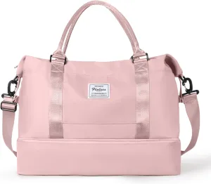 HYC00 Travel Bag with Shoe Compartment,Weekender Bag for Women,Gym Bag with Wet Pocket,Carry on Overnight Bag Overnight Bag Hospital Bag,Pink