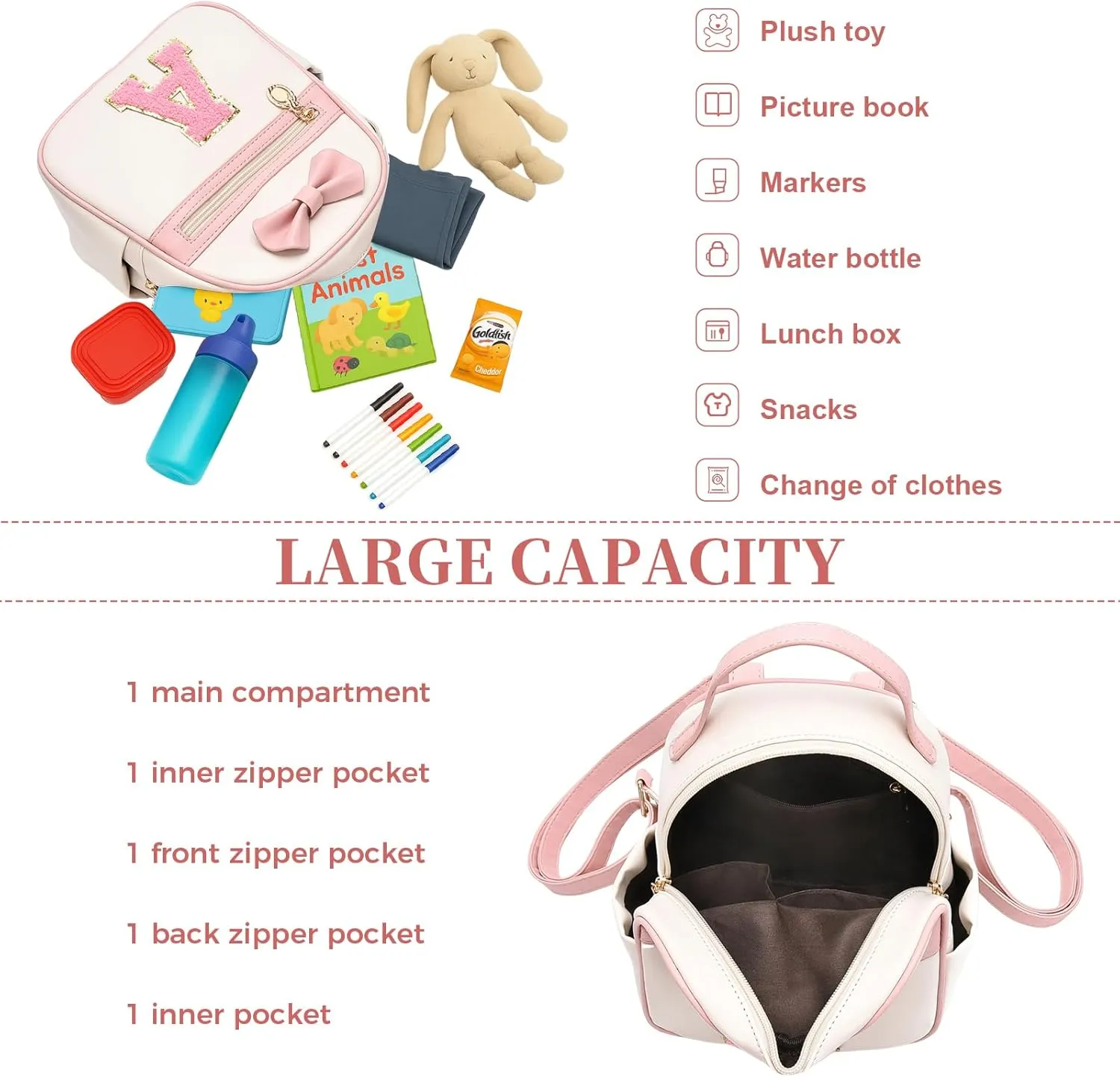 I IHAYNER Girls Initial Bowknot Small Leather Backpack Cute Mini Backpack Personalized Trendy Stuff Gifts for Women Pink-A
