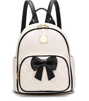 I IHAYNER Women Quilted Leather Backpack Small Bowknot Mini Backpack Purse for Girls Personalized Trendy Stuff Gifts for Kids Black