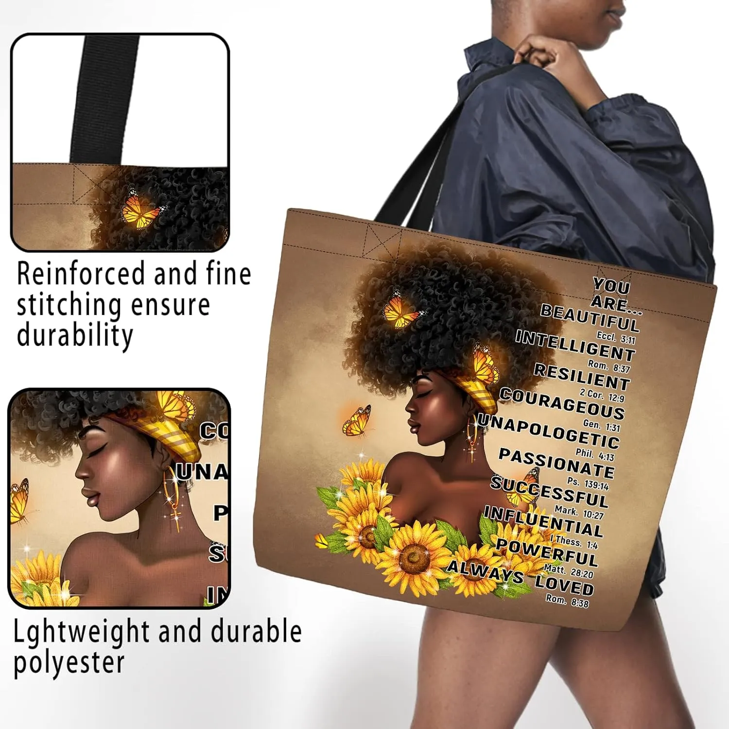 IAGM Women Tote Bags African American Woman Shoulder Bag Afro Black Girl Magic Satchel Handbags For Shopping,Work,Grocery,Gym