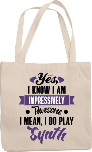 Impressively Play Synth. Reusable Tote Bag for Syntheziser Players