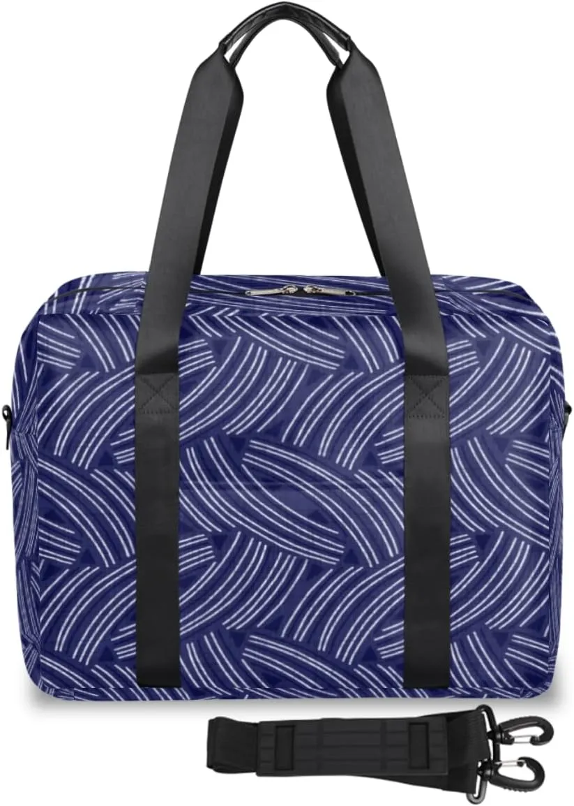 Indigo Block Print Weekender Bag, Waterproof Travel Duffel Bags, Overnight Bags for Women, Duffel Bag with Trolley Sleeve, For Men Travel Business Gym Gift
