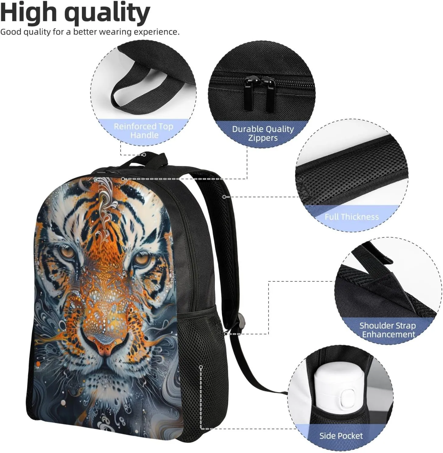 Ink Tiger Backpack Waterproof Anti Theft Durable Light Laptop Bag Backpacks For Women Men Travel Gym Backpack