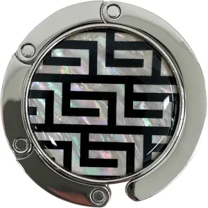 Inlay Mother of Pearl Handbag Hanger Foldable Table Purse Hook Caddy Holder (Lattice)