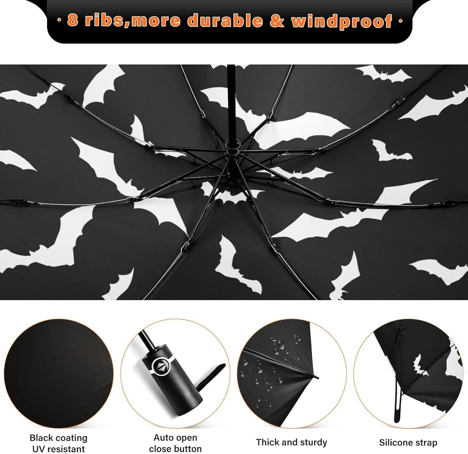 Inverted Umbrella, Windproof UV Protection Sun RainAutomatic Umbrella Compact Umbrella Reverse Umbrella for Women Men, Travel Folding Umbrella with Cover Bag