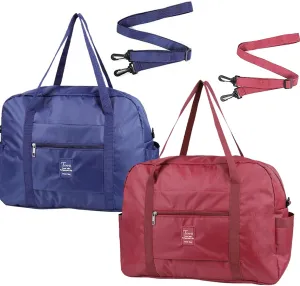 INVODA 2PCS Travel Bag Carry on Duffle Bag Tote Spirit Airlines Personal Item Bag Shoulder Weekender Overnight Bag Waterproof Sports Gym Bag for Women and Men (Red Blue)