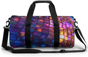 Iridescent Disco Ball Gym Bag for Men Women Cylindrical Gym Duffle Bags Travel Sports Carryon Gymbag 17.7in/9in/9in