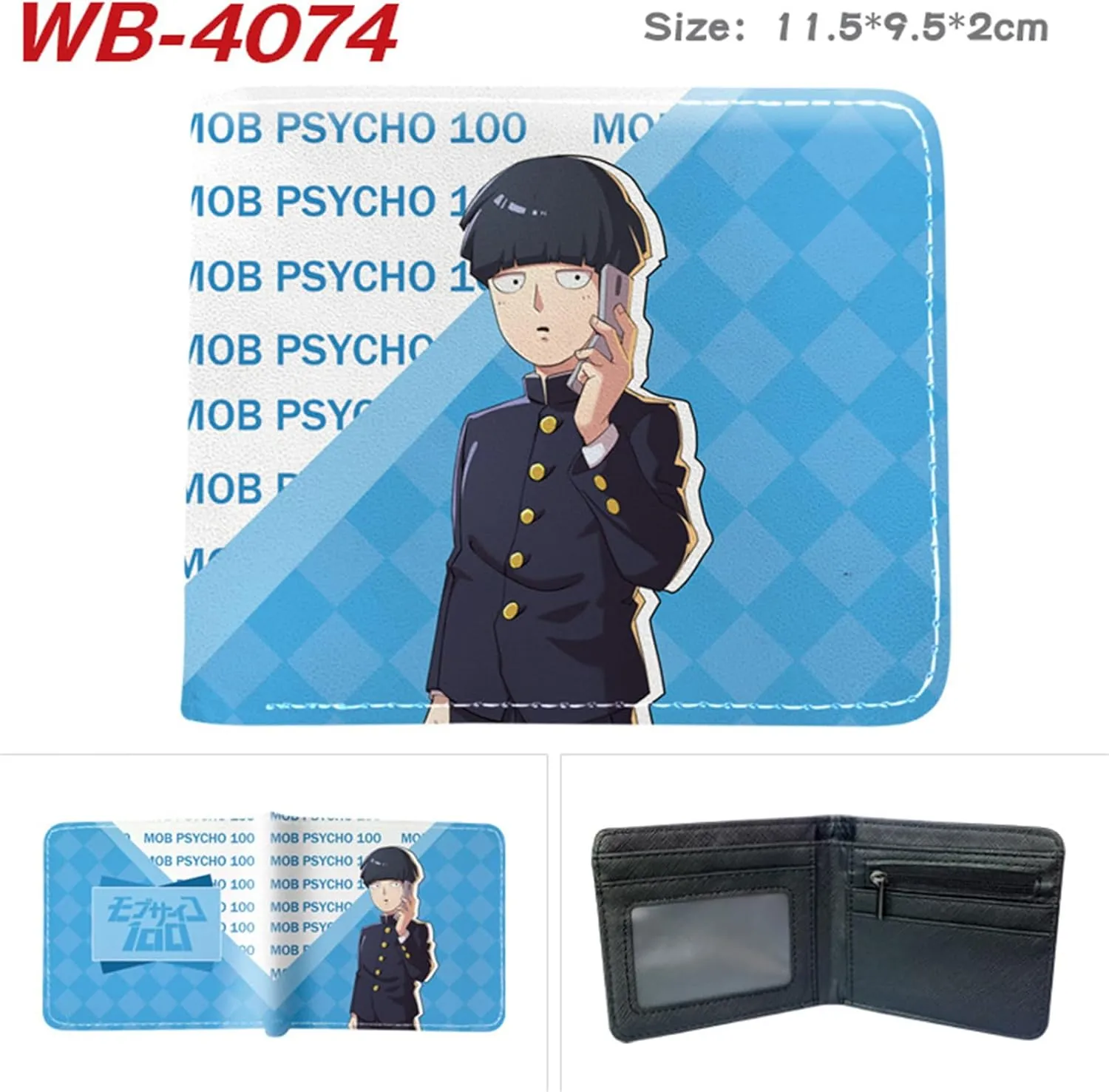 ISaikoy Anime Mob Psycho 100 Wallet Bifold Credit Card Case Passport ID Card Holder 12