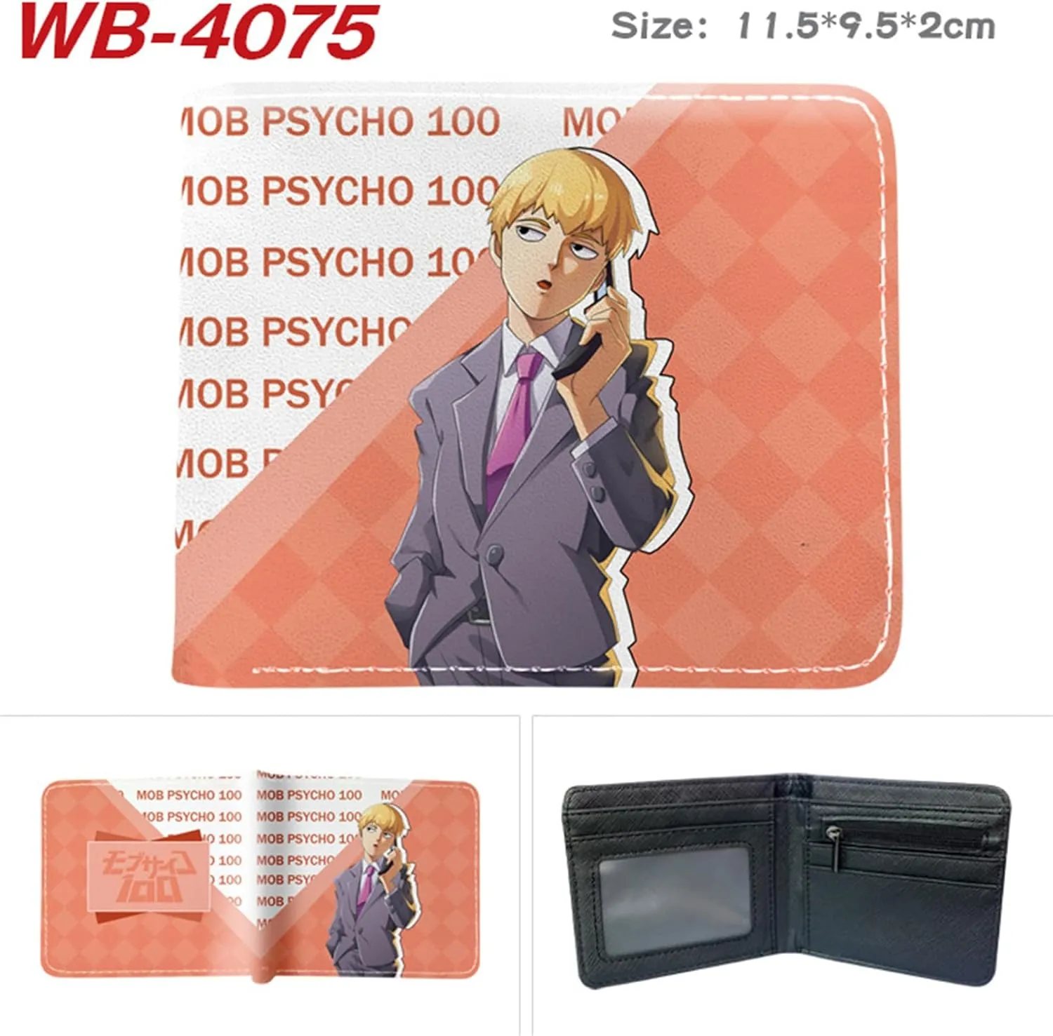 ISaikoy Anime Mob Psycho 100 Wallet Bifold Credit Card Case Passport ID Card Holder 13