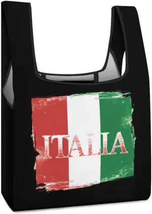 Italia National Pridees Grocery Shopping Bags Foldable Tote Bags Casual Handbags Purses Work Bag for Women