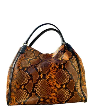 IVAN TROY Nila Italian Snake Print Leather Tote Bag | Italian Shopper Tote Bag for Women | Handbags for Women (Brown)