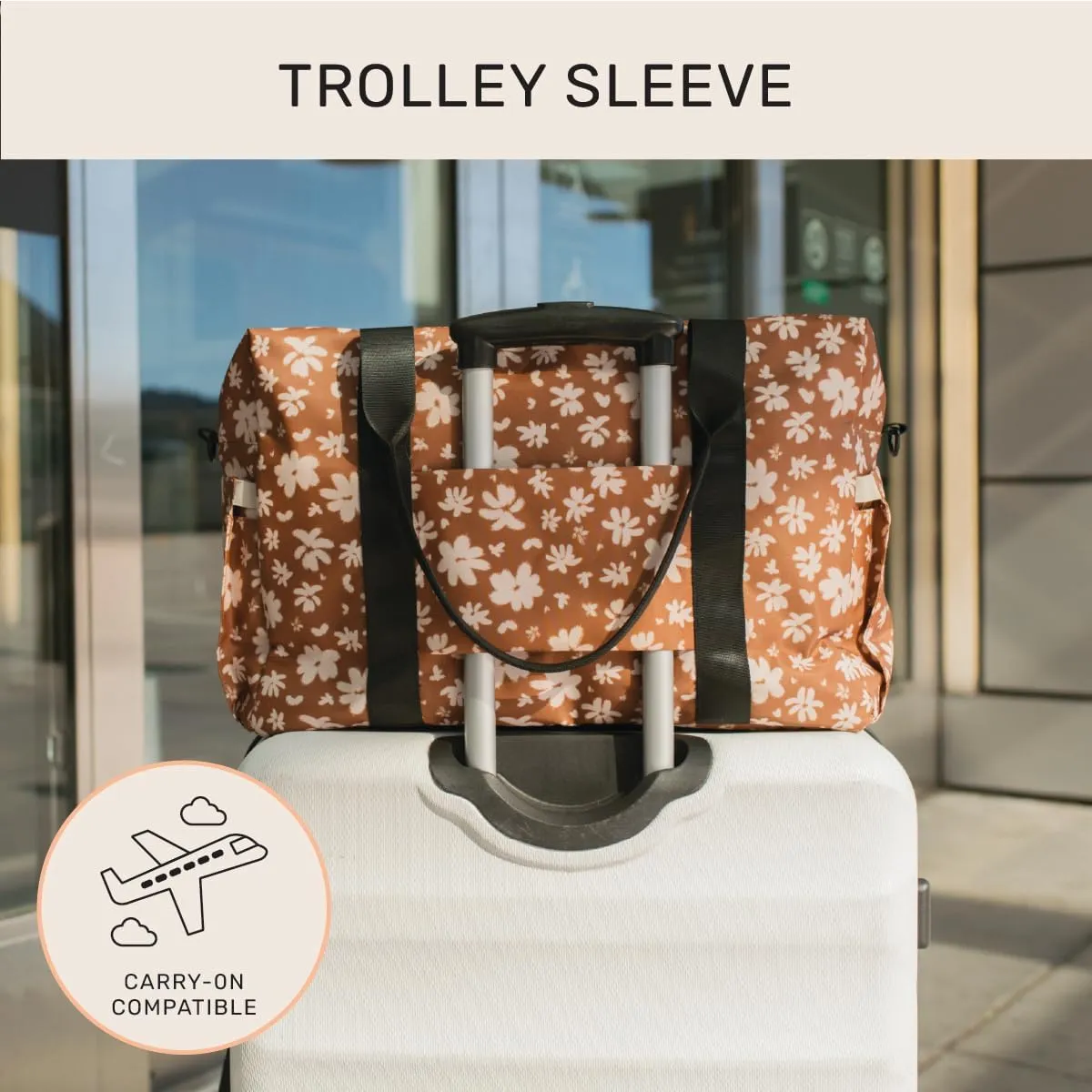 Jadyn Austin Carry-On Travel Duffel Bag for Women, 18” Weekender Bag with Laptop Sleeve, Durable Material, and Trolley Sleeve, Ideal for Work, Gym, and Overnight Trips (Terracotta Blossom)