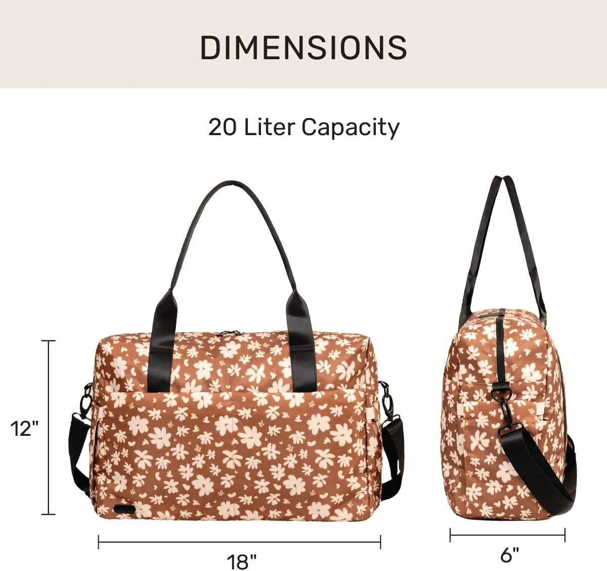 Jadyn Austin Carry-On Travel Duffel Bag for Women, 18” Weekender Bag with Laptop Sleeve, Durable Material, and Trolley Sleeve, Ideal for Work, Gym, and Overnight Trips (Terracotta Blossom)