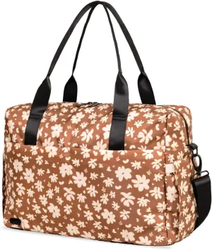 Jadyn Austin Carry-On Travel Duffel Bag for Women, 18” Weekender Bag with Laptop Sleeve, Durable Material, and Trolley Sleeve, Ideal for Work, Gym, and Overnight Trips (Terracotta Blossom)