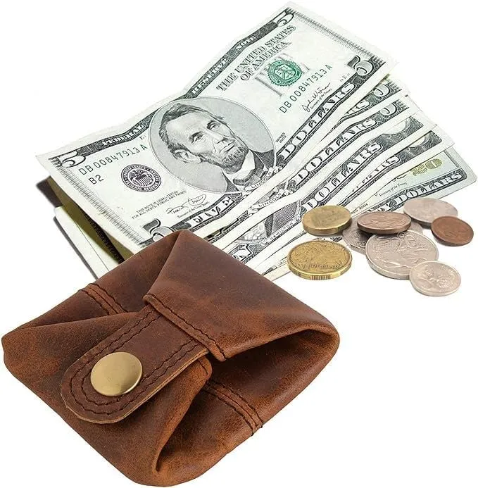 Jajmo Legacy Premium Leather Coin Pouch - Compact Change Holder and Mini Pocket Wallet for Men & Women - Pack of 1