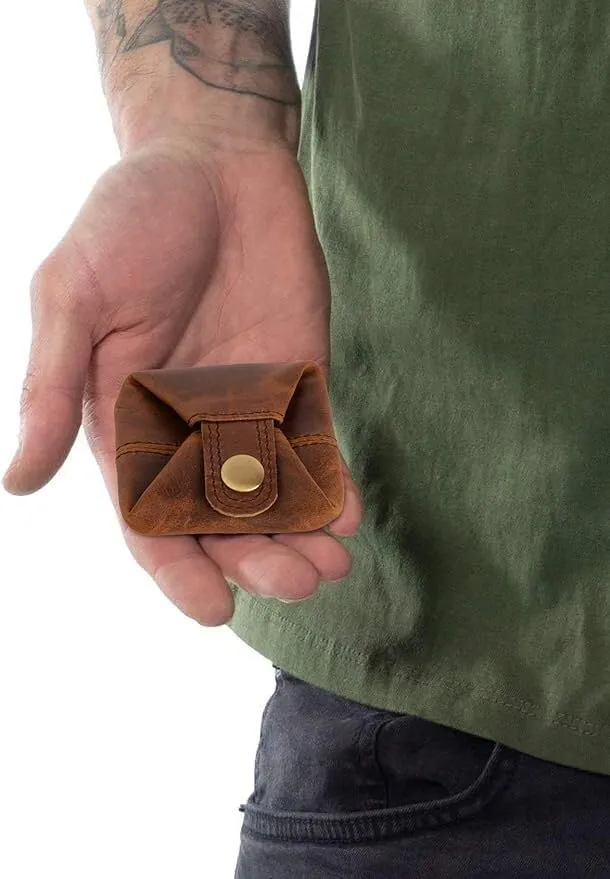 Jajmo Legacy Premium Leather Coin Pouch - Compact Change Holder and Mini Pocket Wallet for Men & Women - Pack of 1