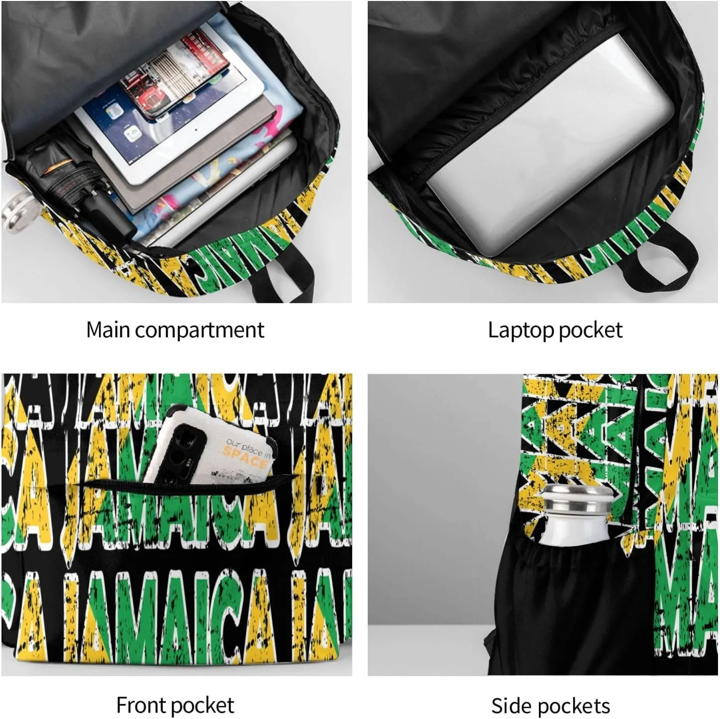 Jamaican Roots Jamaica Flag Laptop Backpack Work Travel Backpacks Business Rucksack Casual Outdoor Daypack with Adjustable Strap Bags for Sports Office Gym Hiking