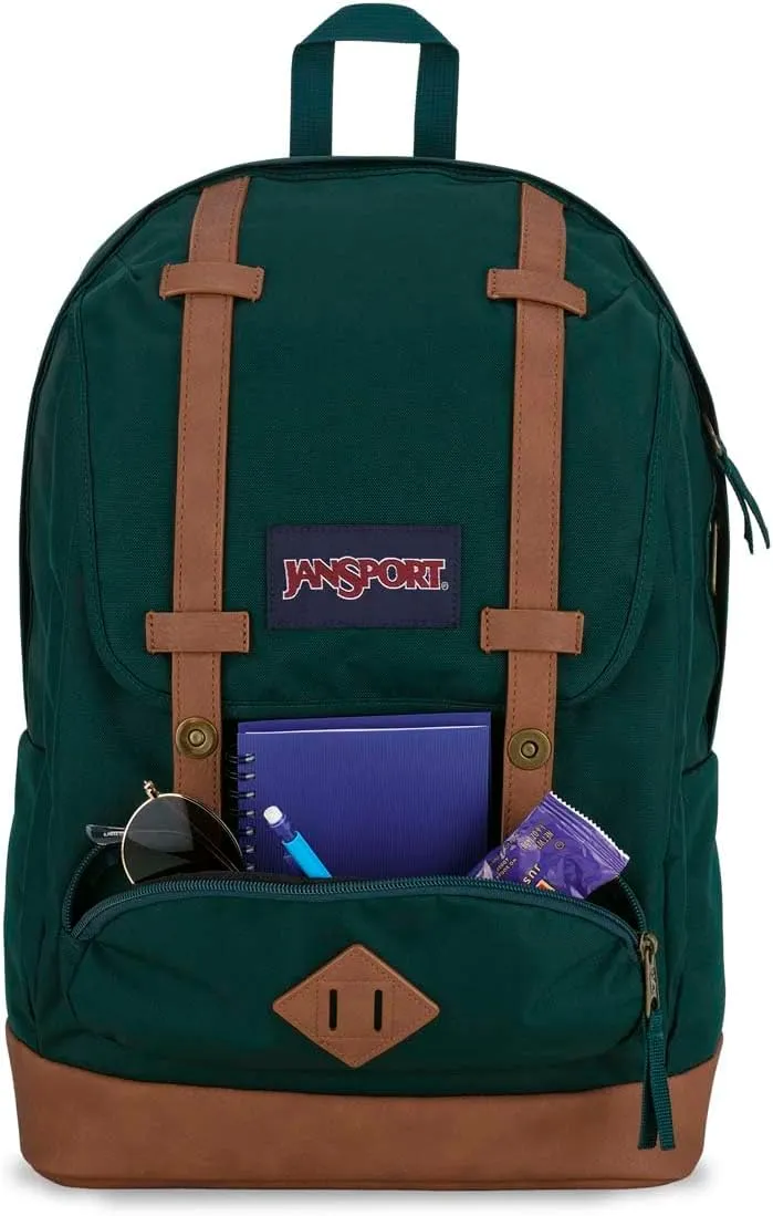 JanSport Cortlandt Laptop Backpack, Deep Juniper, 15” Laptop Sleeve-Synthetic Leather Shoulder Computer Bag with Large Compartment, Padded Straps- Rucksack for Men, Women