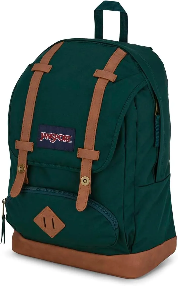 JanSport Cortlandt Laptop Backpack, Deep Juniper, 15” Laptop Sleeve-Synthetic Leather Shoulder Computer Bag with Large Compartment, Padded Straps- Rucksack for Men, Women