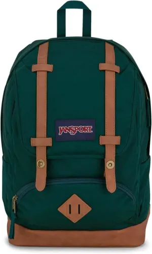 JanSport Cortlandt Laptop Backpack, Deep Juniper, 15” Laptop Sleeve-Synthetic Leather Shoulder Computer Bag with Large Compartment, Padded Straps- Rucksack for Men, Women