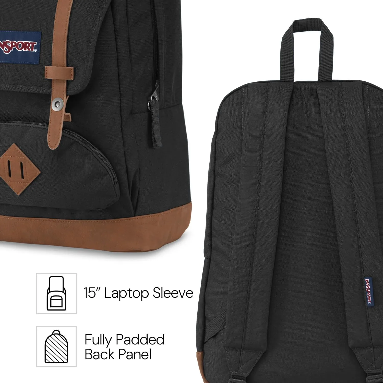 JanSport Cortlandt Laptop Backpack, Misty Rose, 15” Laptop Sleeve-Synthetic Leather Shoulder Computer Bag with Large Compartment, Padded Straps-Book Rucksack for Men, Women