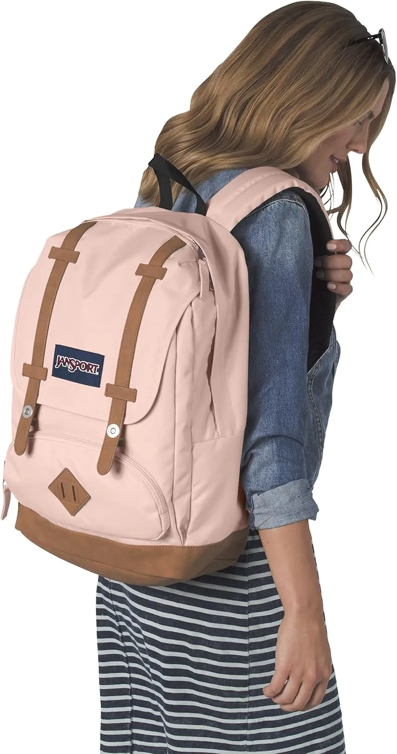 JanSport Cortlandt Laptop Backpack, Misty Rose, 15” Laptop Sleeve-Synthetic Leather Shoulder Computer Bag with Large Compartment, Padded Straps-Book Rucksack for Men, Women
