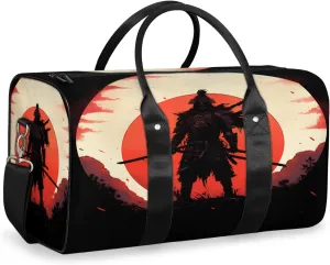 Japanese Samurai Travel Duffle Bag, Sports Gym Bags for Women Men, Carry On Weekender Overnight Bag, Japan Themed Workout Hospital Airplane Trips Bag