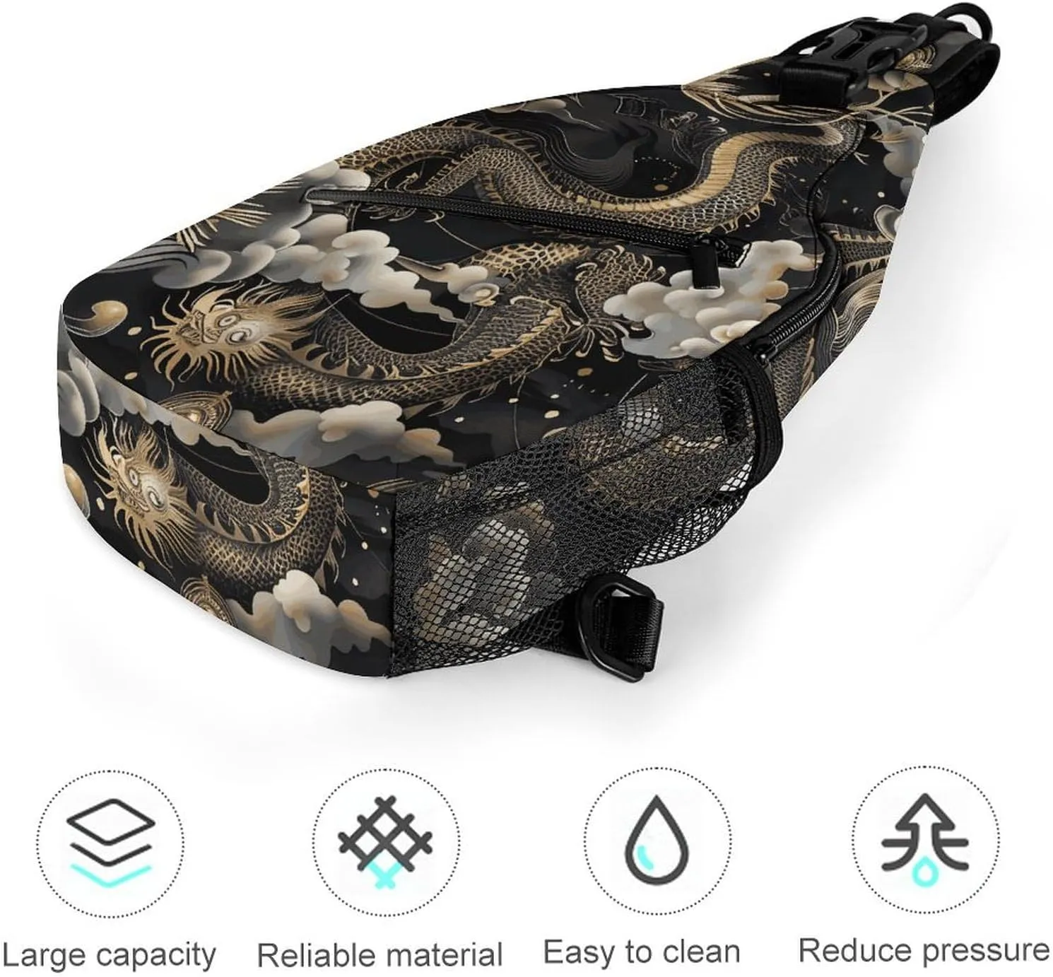 Japanese Sushi Shrimp Sling Bag Lightweight Crossbody Chest Pack Travel Shoulder Bag with Adjustable Strap