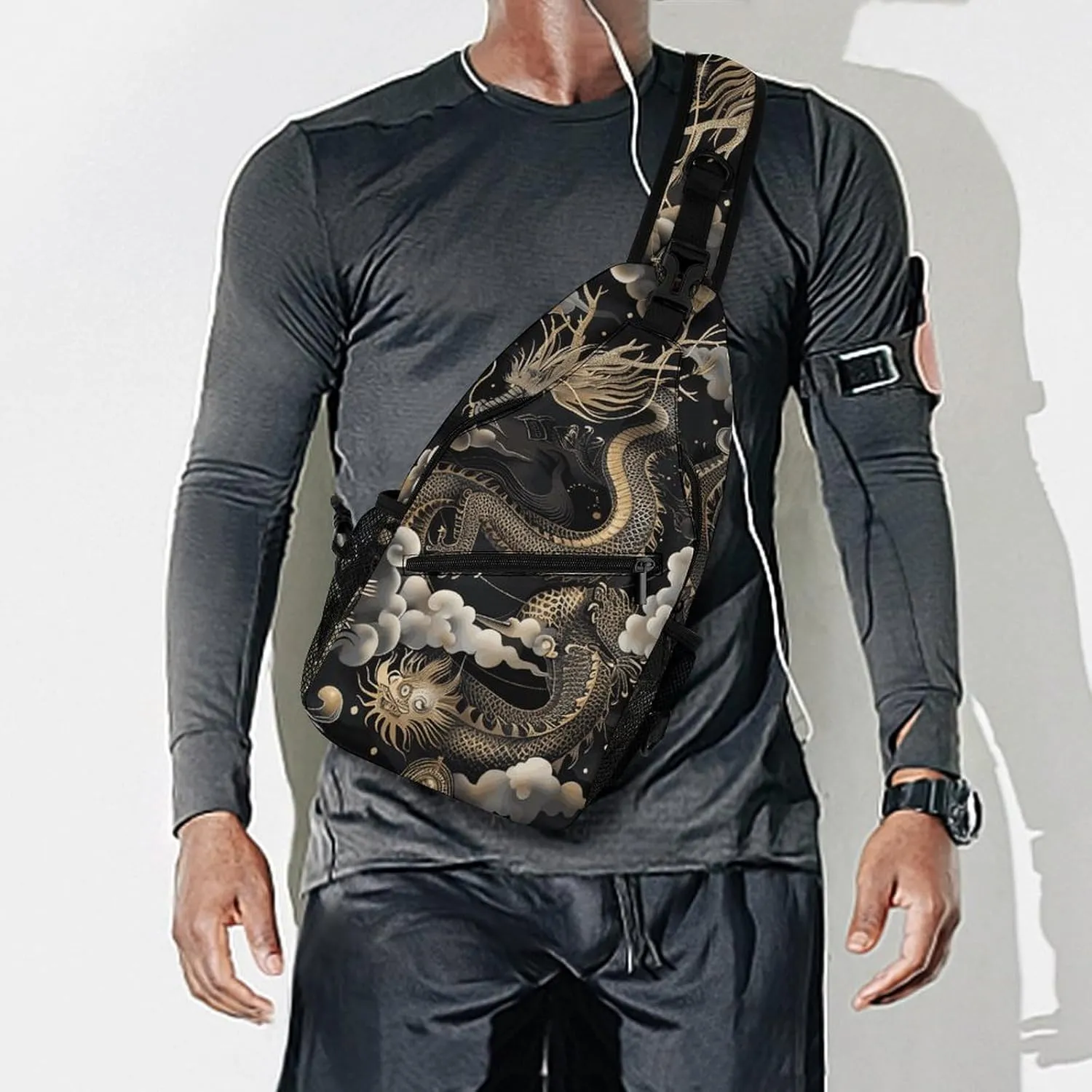 Japanese Sushi Shrimp Sling Bag Lightweight Crossbody Chest Pack Travel Shoulder Bag with Adjustable Strap
