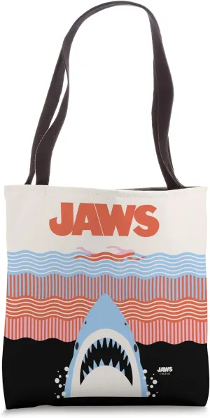 Jaws 50th Anniversary Poster Wave Lines Front & Back Tote Bag
