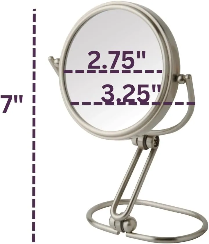 JERDON Two-Sided Folding Travel Makeup Mirror - Portable 3-Inch Diameter Makeup Mirror with 15X Magnification & Swivel Design - Model MC315C