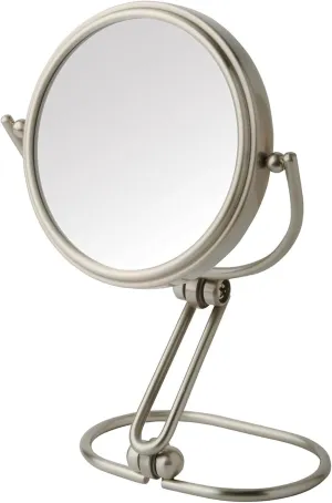 JERDON Two-Sided Folding Travel Makeup Mirror - Portable 3-Inch Diameter Makeup Mirror with 15X Magnification & Swivel Design - Model MC315C
