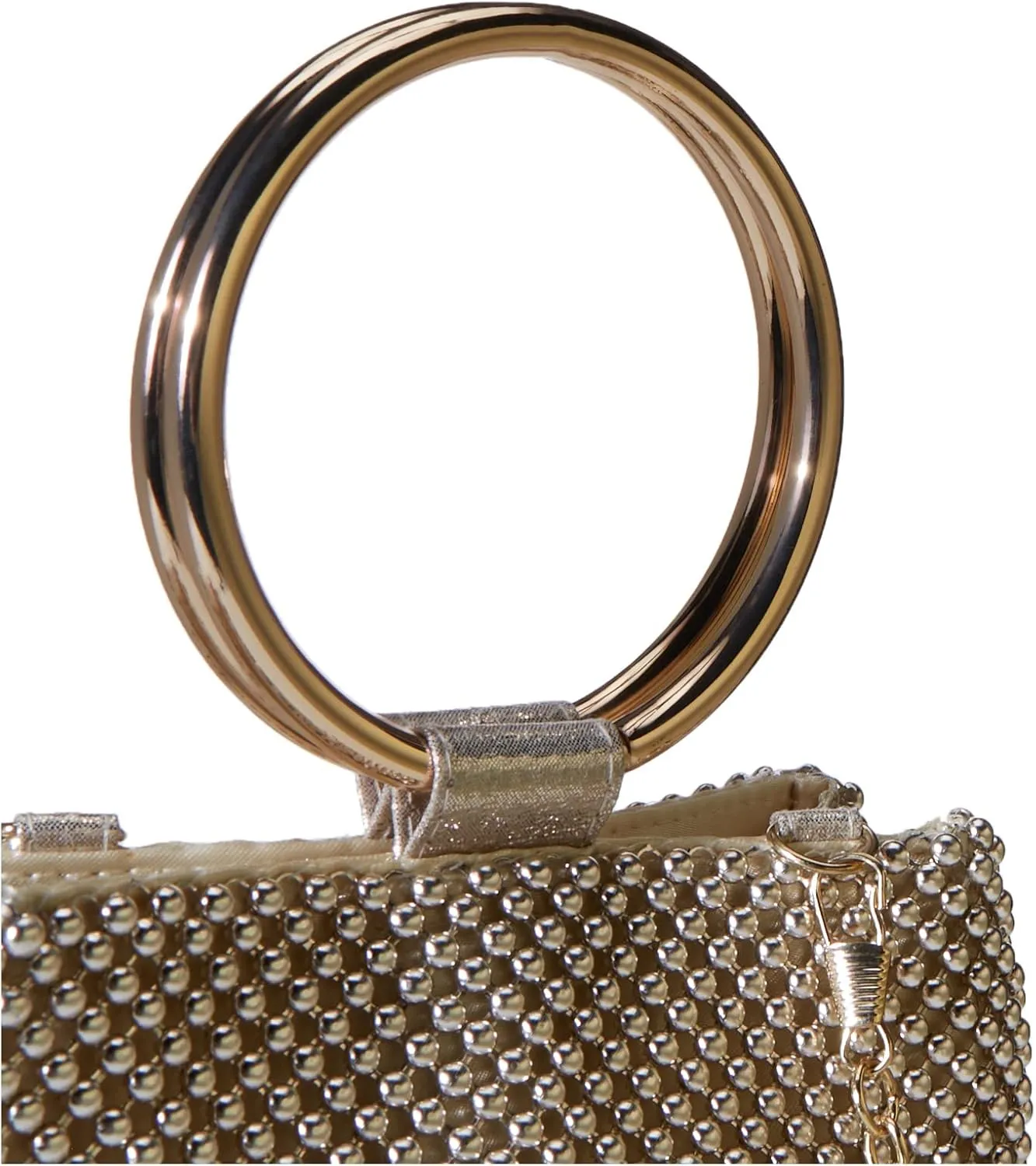 Jessica McClintock Womens Gwen Ball Mesh Ring Wristlet Pouch Clutch