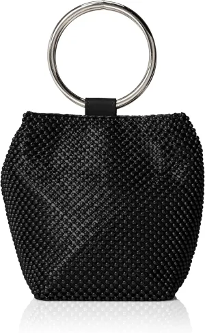 Jessica McClintock Womens Gwen Ball Mesh Ring Wristlet Pouch Clutch