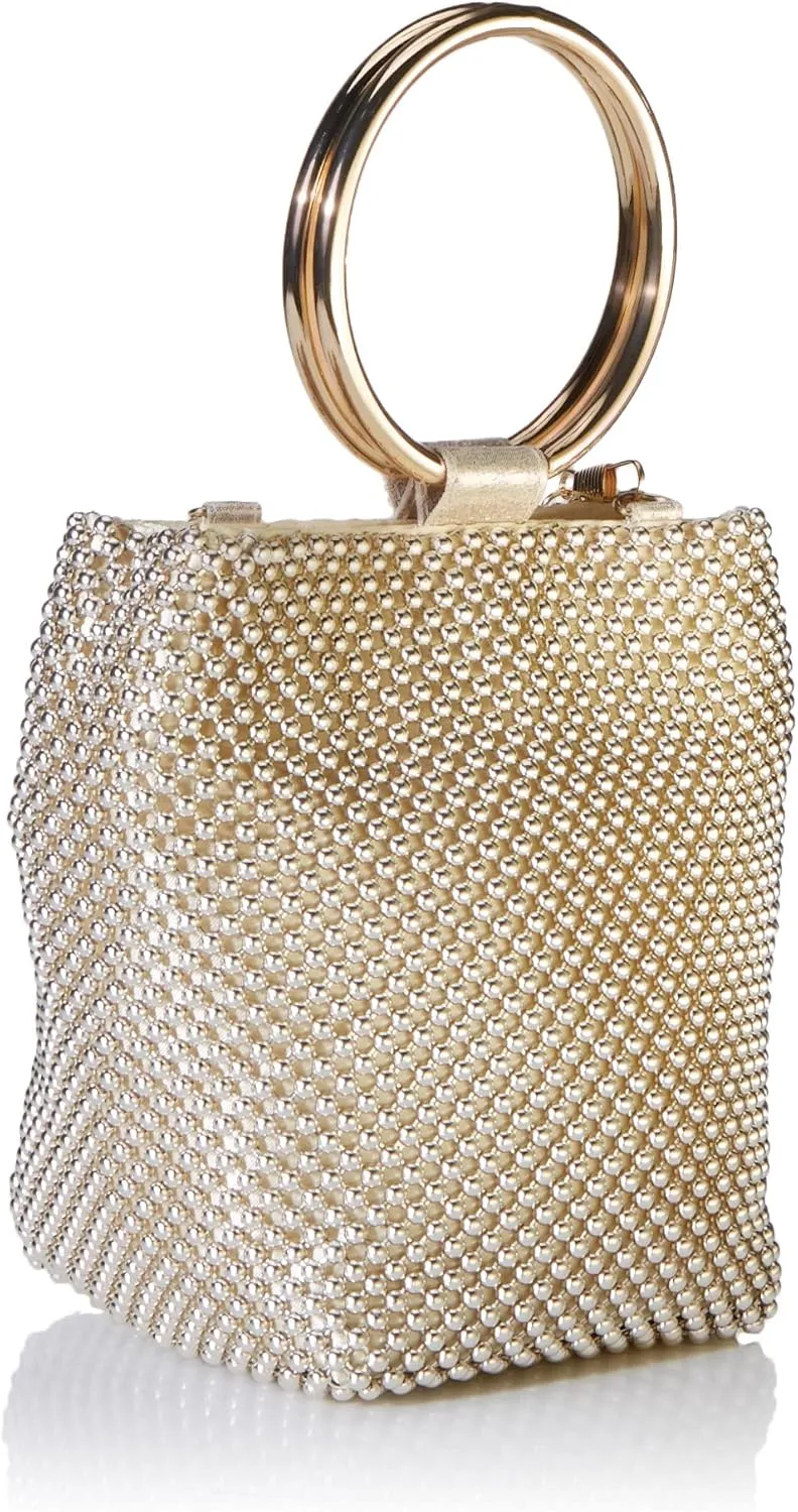 Jessica McClintock Womens Gwen Ball Mesh Ring Wristlet Pouch Clutch