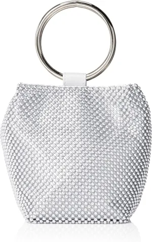 Jessica McClintock Womens Gwen Ball Mesh Ring Wristlet Pouch Clutch