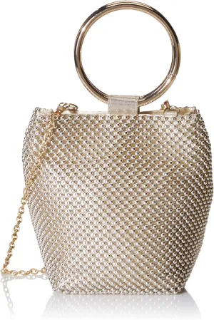 Jessica McClintock Womens Gwen Ball Mesh Ring Wristlet Pouch Clutch