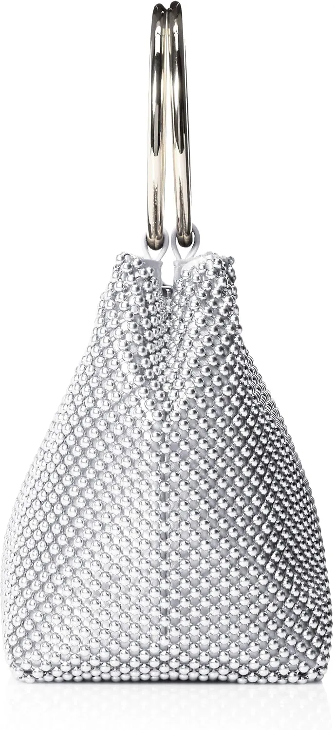 Jessica McClintock Womens Gwen Ball Mesh Ring Wristlet Pouch Clutch