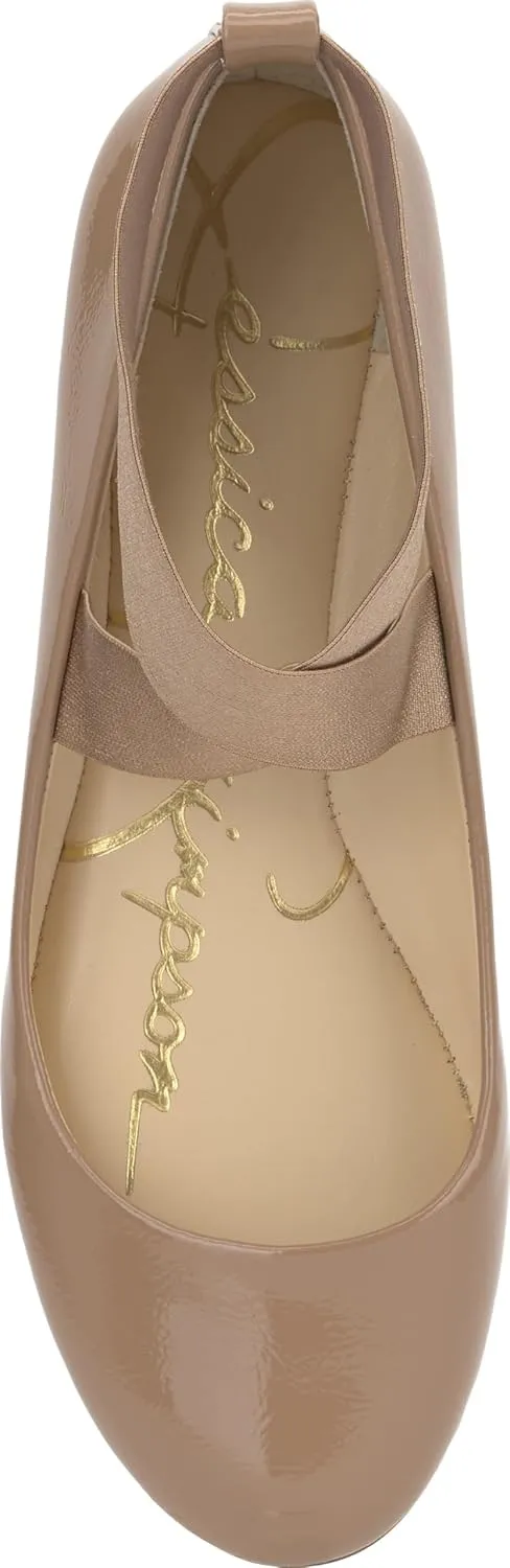 Jessica Simpson Mandayss Women's Pull-On Criss-Cross Ankle Ballet Flats Shoes
