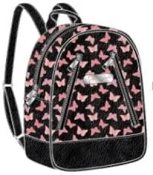 Jessica Simpson Waterproof Mini Vegan Leather Backpack Purse for Women, Travel, Work (Midnight Butterflies)