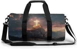 Jesus Cross 3D Print Gym Bag Workout Sports Bag Lightweight Tote Duffel Bag Travel Weekender Bag for Women Men