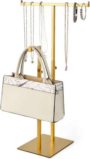 Jewelry Purse Display Stand, Stainless Steels Adjustable Height Bag Handbag Display Rack Decorations Boutique Purse Holder for Retail Counter